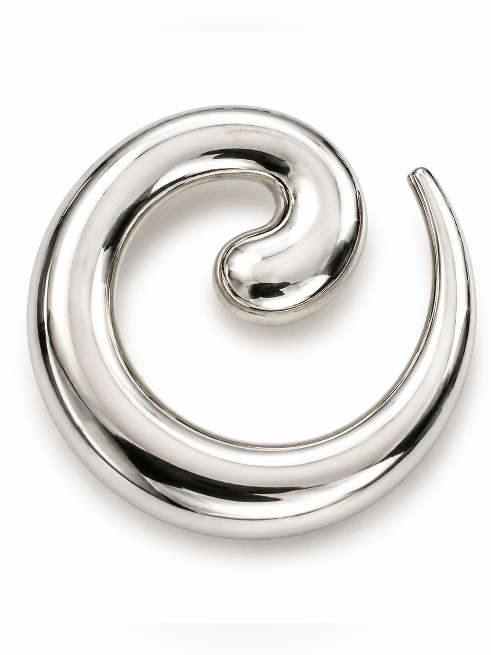 Large Silver Tone Spiral Swirl Pin NEW Modernist Sculptural - Picture 1 of 6